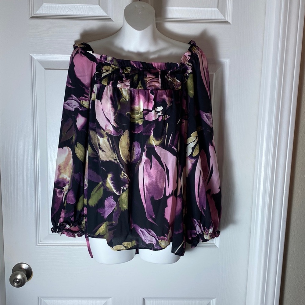 Zac & Rachel Allover Floral Blouse Top Size XL